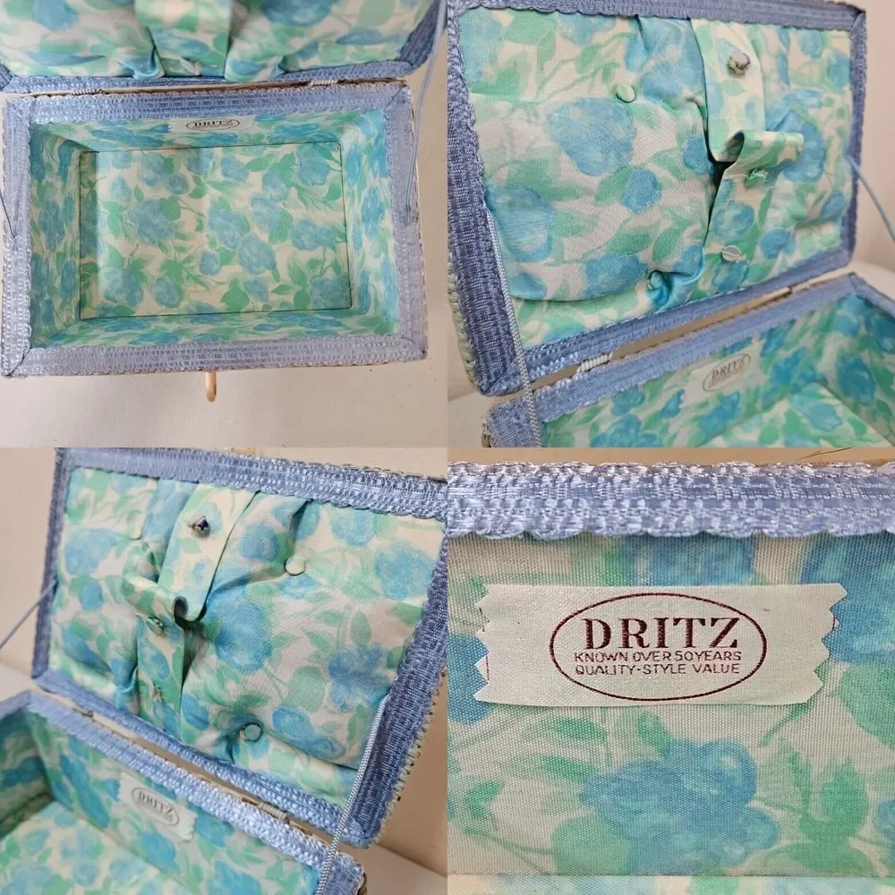 Vintage DRITZ Woven Wicker Sewing Basket - Made In Japan